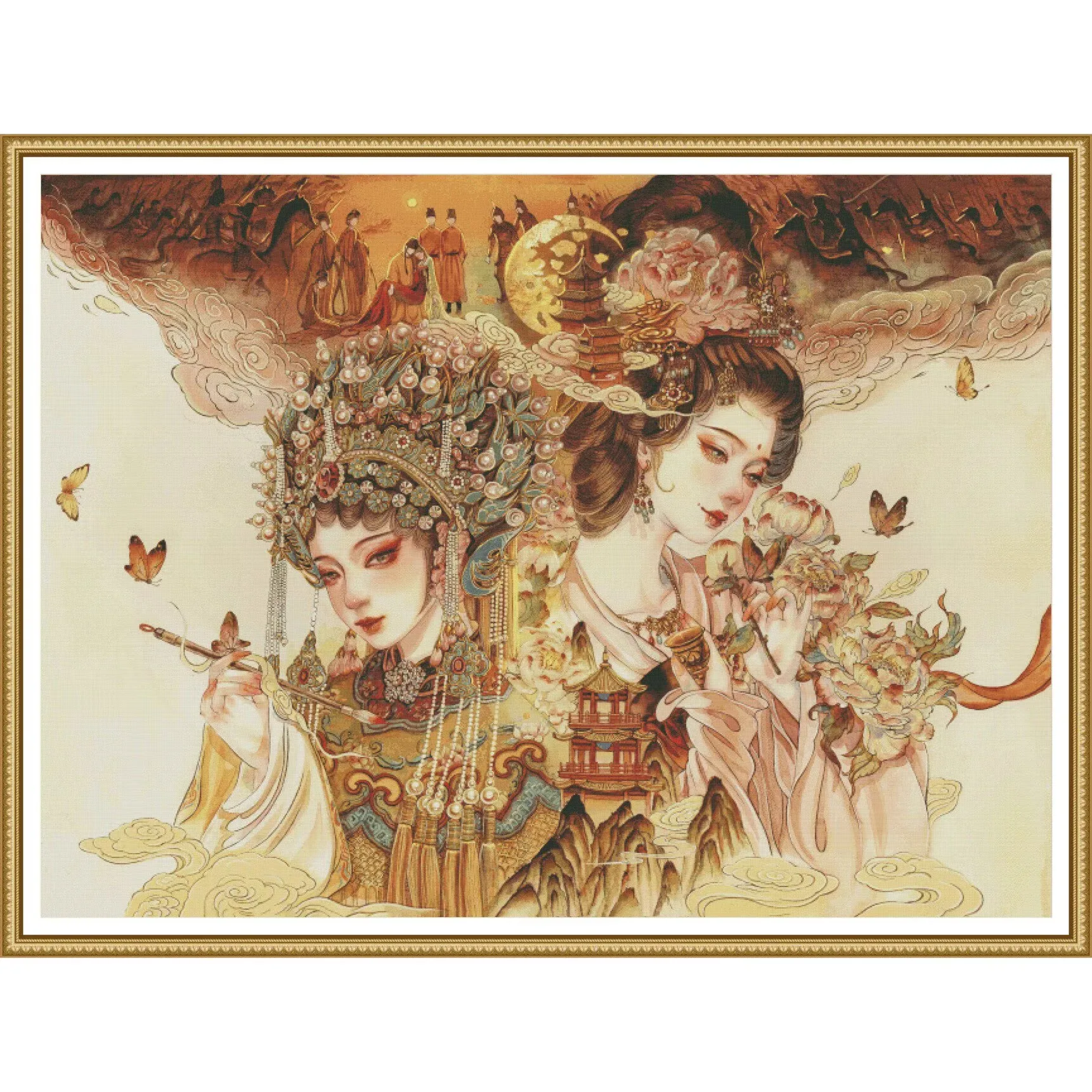 ZZ7822- Chinese Beauty Yang Gui-fei 14CT 16CT 18CT Printed Canvas Cross Stitch DIY Set Kit Home Needlework Embroidery 139 Colors