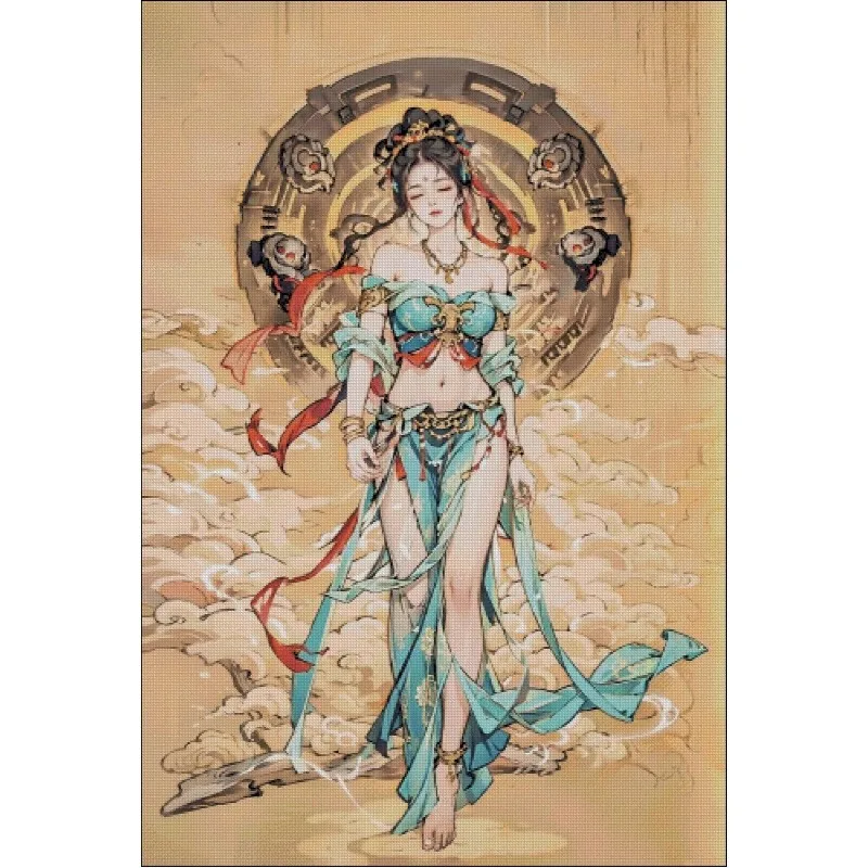 ZZ6700- Dunhuang Fairy 14CT 16CT 18CT Printed On Canvas Cross Stitch DIY Set Needlework Embroidery 147 Colors